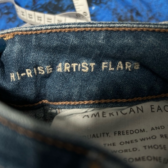 American Eagle Outfitters Distressed Super Hi-Rise Artist Flare Jeans - Picture 3 of 11